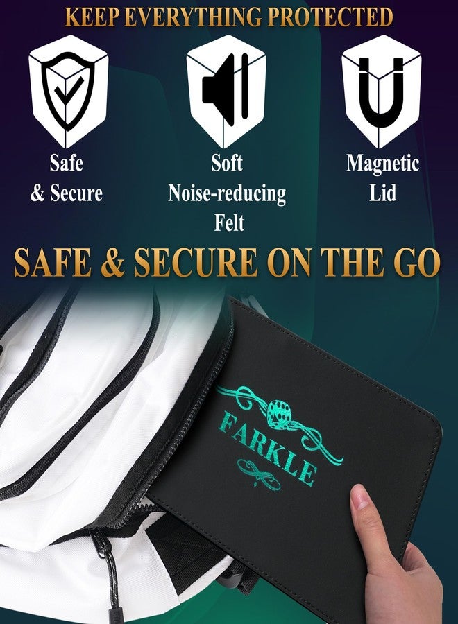 Soar Forge Deluxe Farkle Dice Tray and Storage - Elegant Faux Leather Travel Case with Score Sheets, 2 Sets of Dice & Velvet Lined Rolling Arena for Many Classic Games (Emerald Green) - Image 5